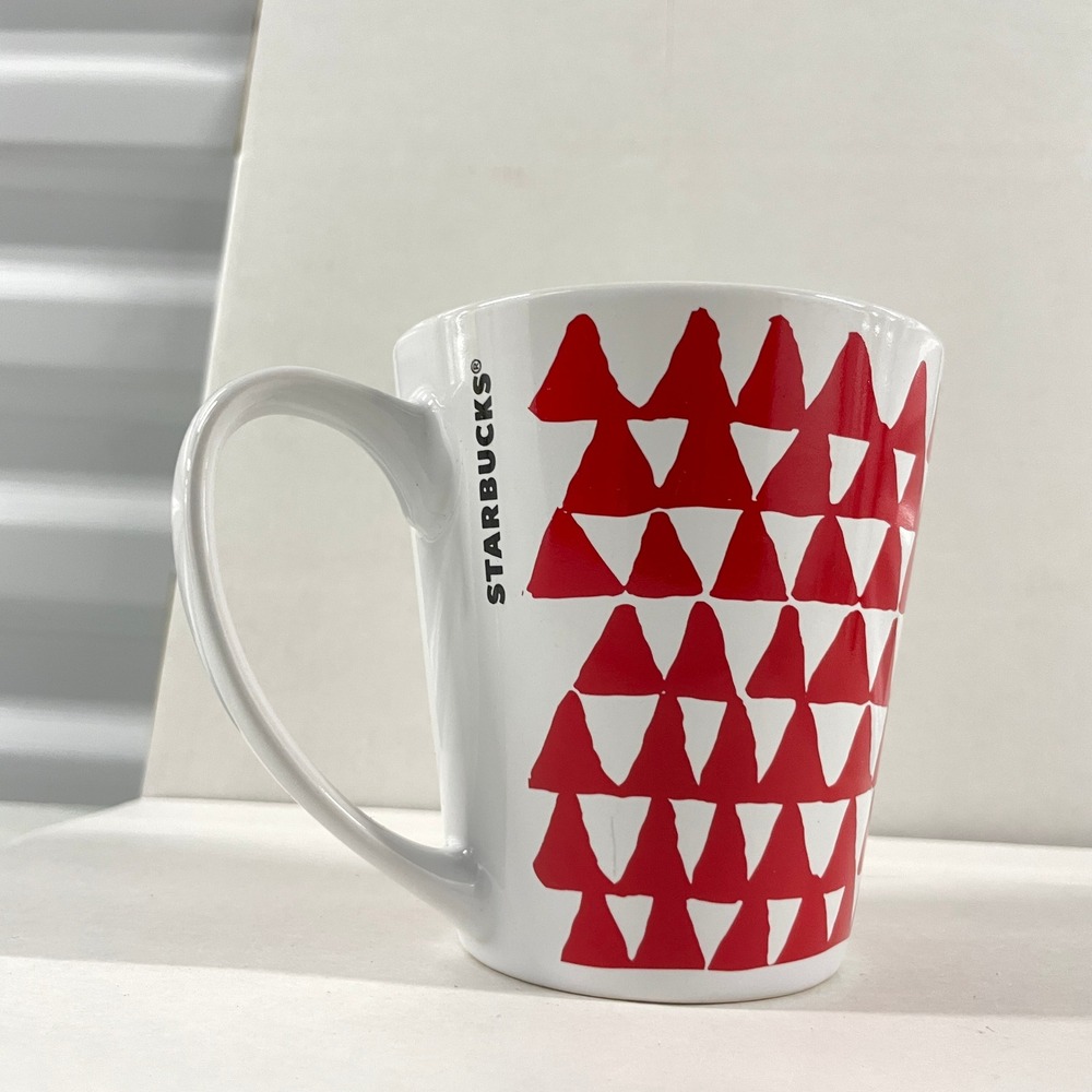 Starbucks 2016 Red Triangle Geometric Ceramic Coffee Mug 9.63 fl oz Cup